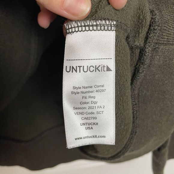 UNTUCKit 1/4 Zip Pullover Sweater Mens XL Smart Casual Olive Green Corral 40297 - Picture 5 of 9